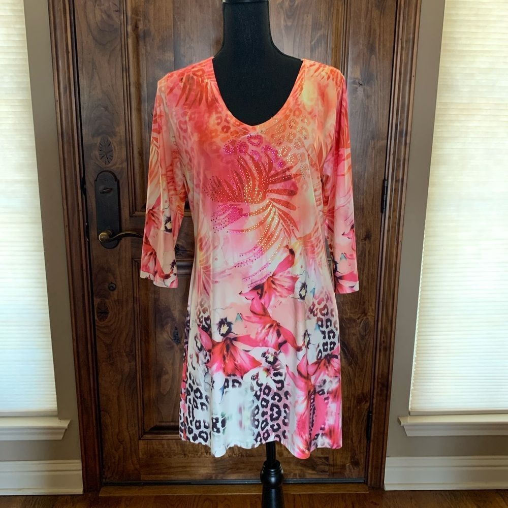 Charlie‎ Paige Colorful Floral Print Tunic Dress